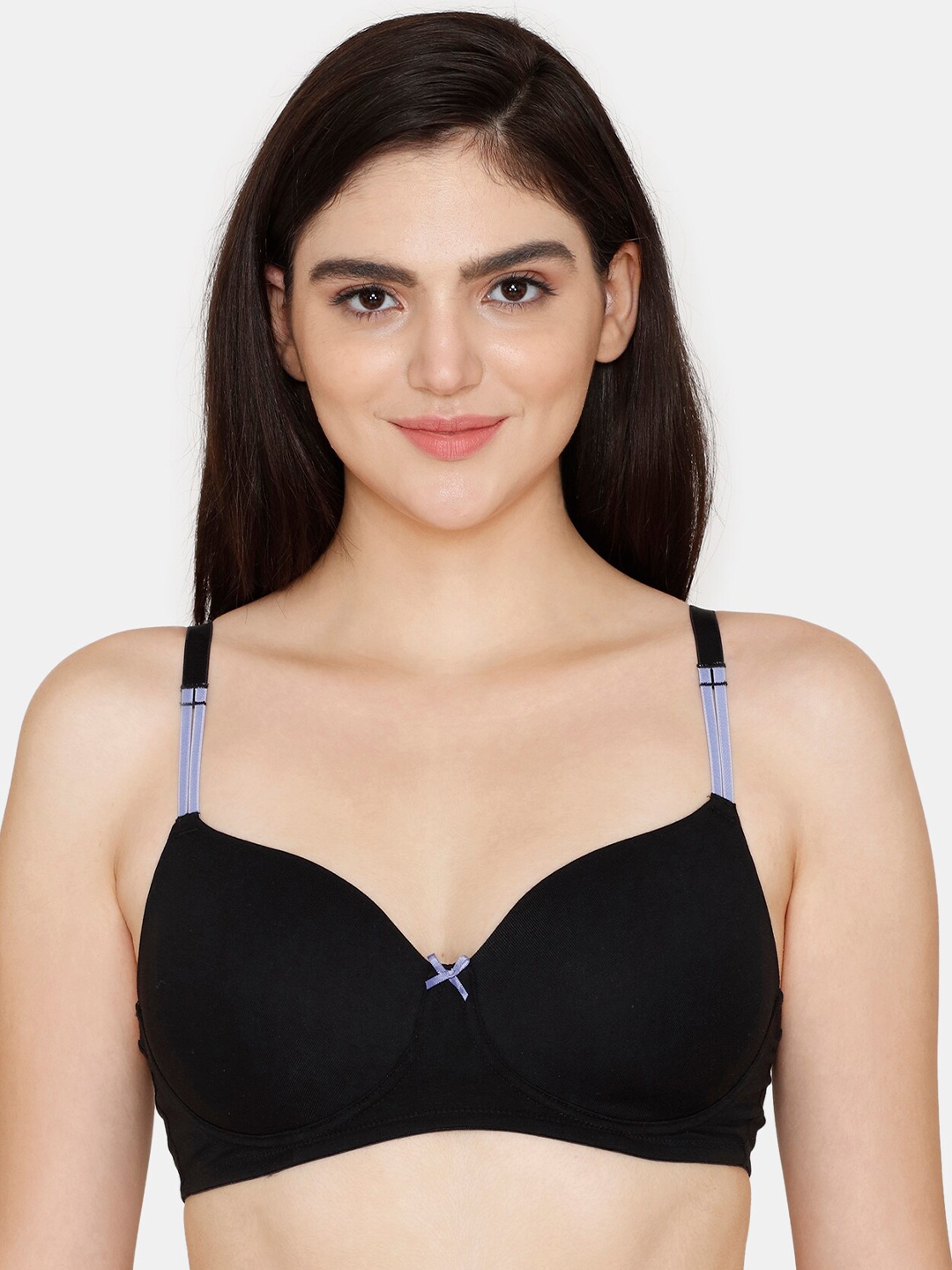 

Zivame Half Coverage Lightly Padded All Say Comfort Seamless T-shirt Bra, Black