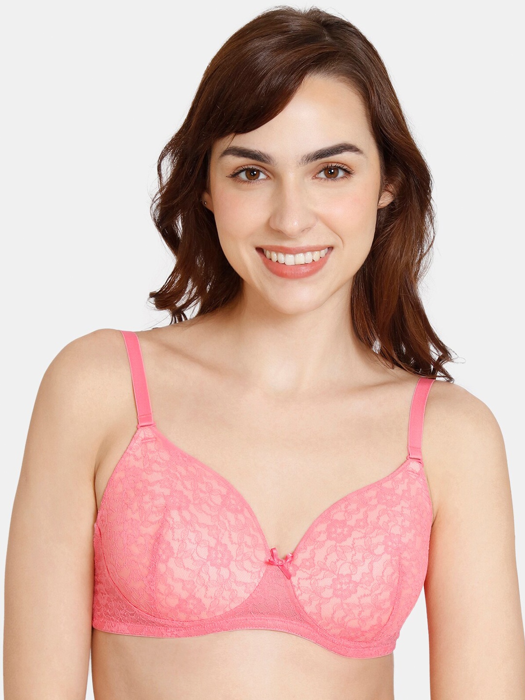 

Zivame Half Coverage Lightly Padded All Day Comfort Seamless T-shirt Bra, Pink