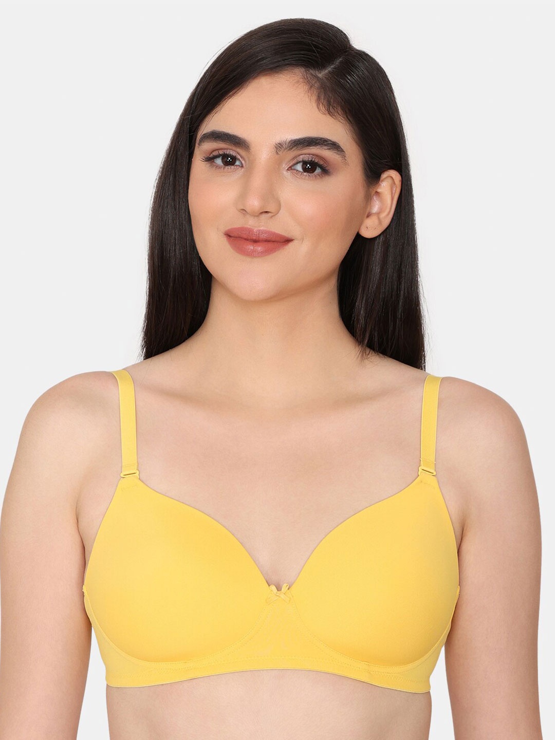 

Zivame Half Coverage Lightly Padded All Say Comfort Seamless T-shirt Bra, Yellow