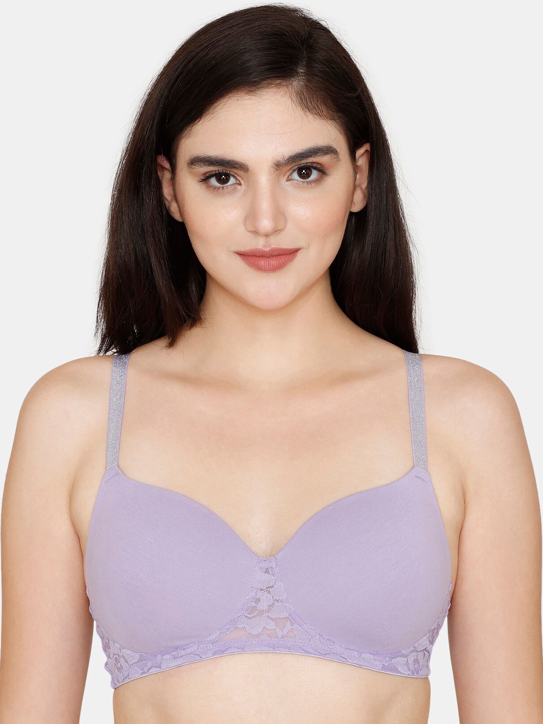

Zivame Half Coverage Lightly Padded All Say Comfort Seamless T-shirt Bra, Lavender