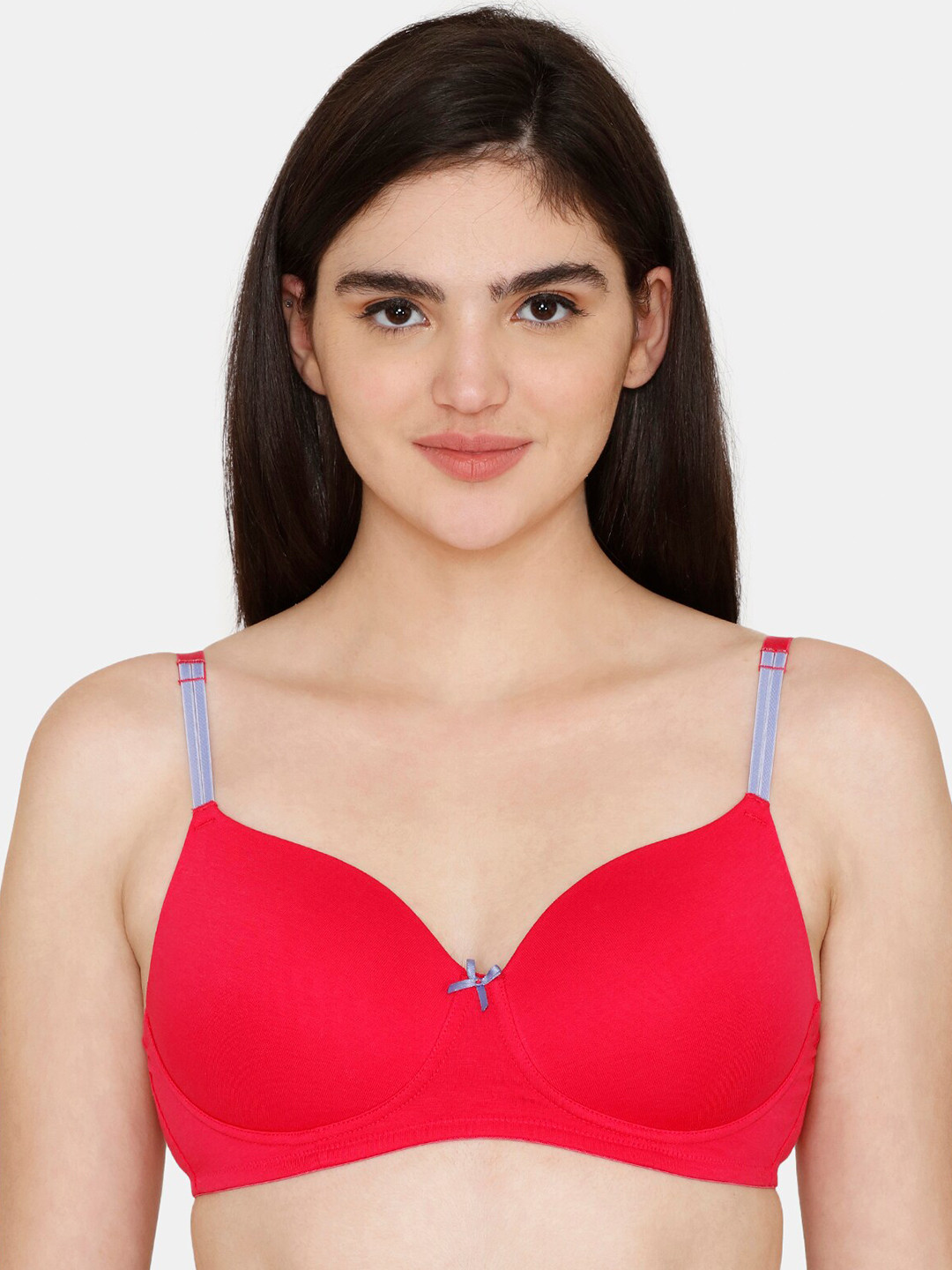 

Zivame Half Coverage Lightly Padded All Say Comfort Seamless T-shirt Bra, Red