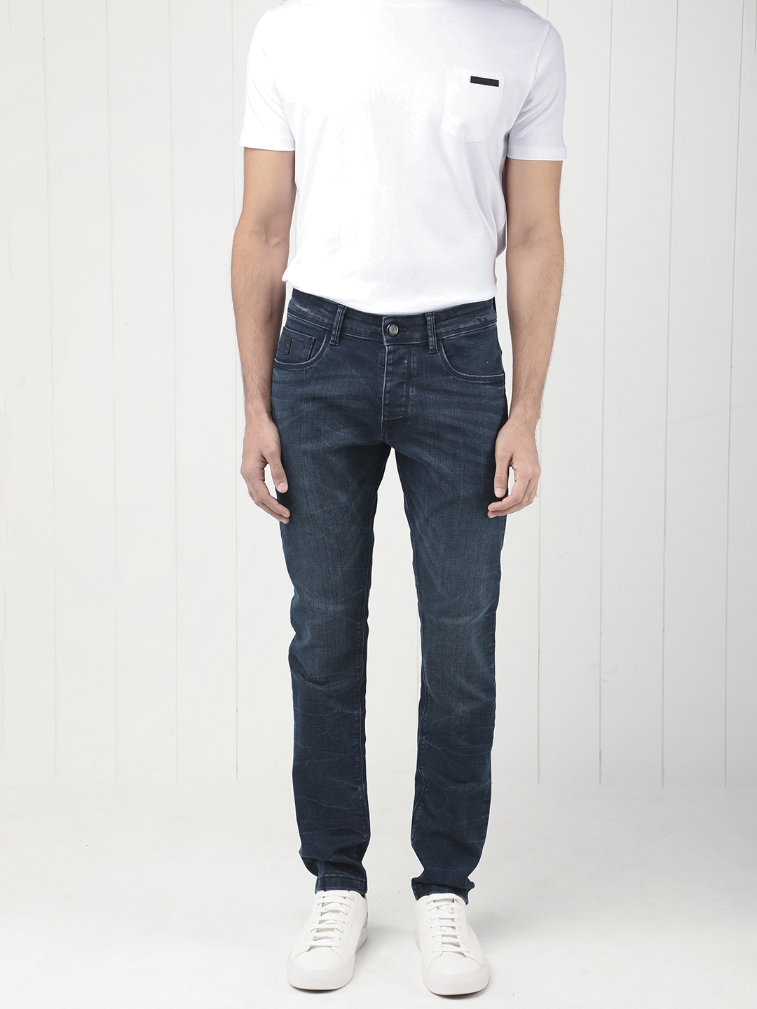 

RARE RABBIT Men Yoshi Regular Fit Mid-Rise Cotton Jeans, Blue