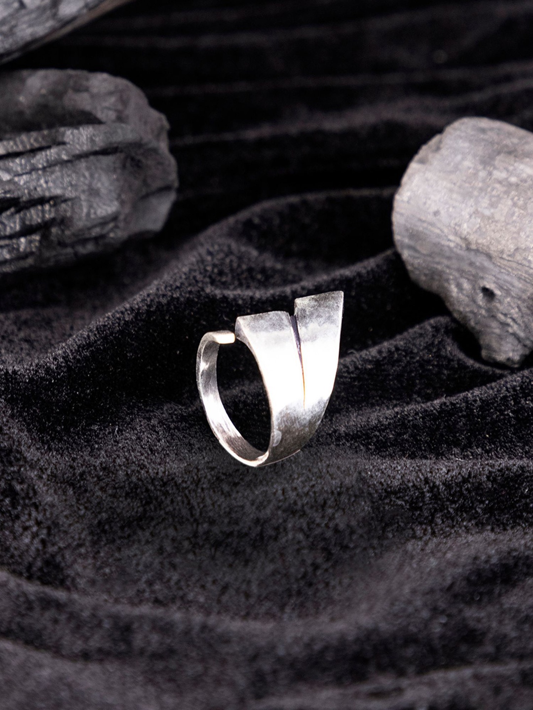 

Studio One Love Brass-Plated Adjustable Finger Ring, Silver