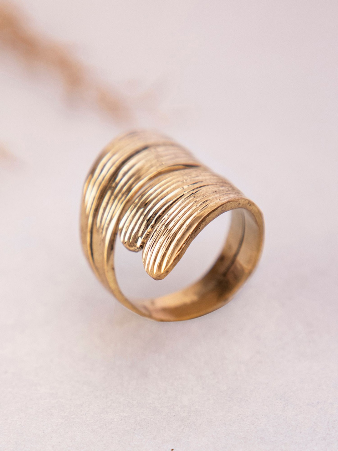 

Studio One Love Women Intricate Textured Detail Adjustable Finger Ring, Gold