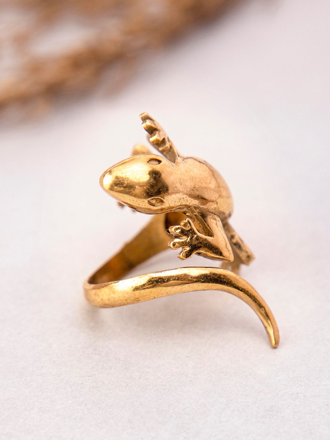

Studio One Love Women Brass-Plated Adjustable Finger Ring, Gold