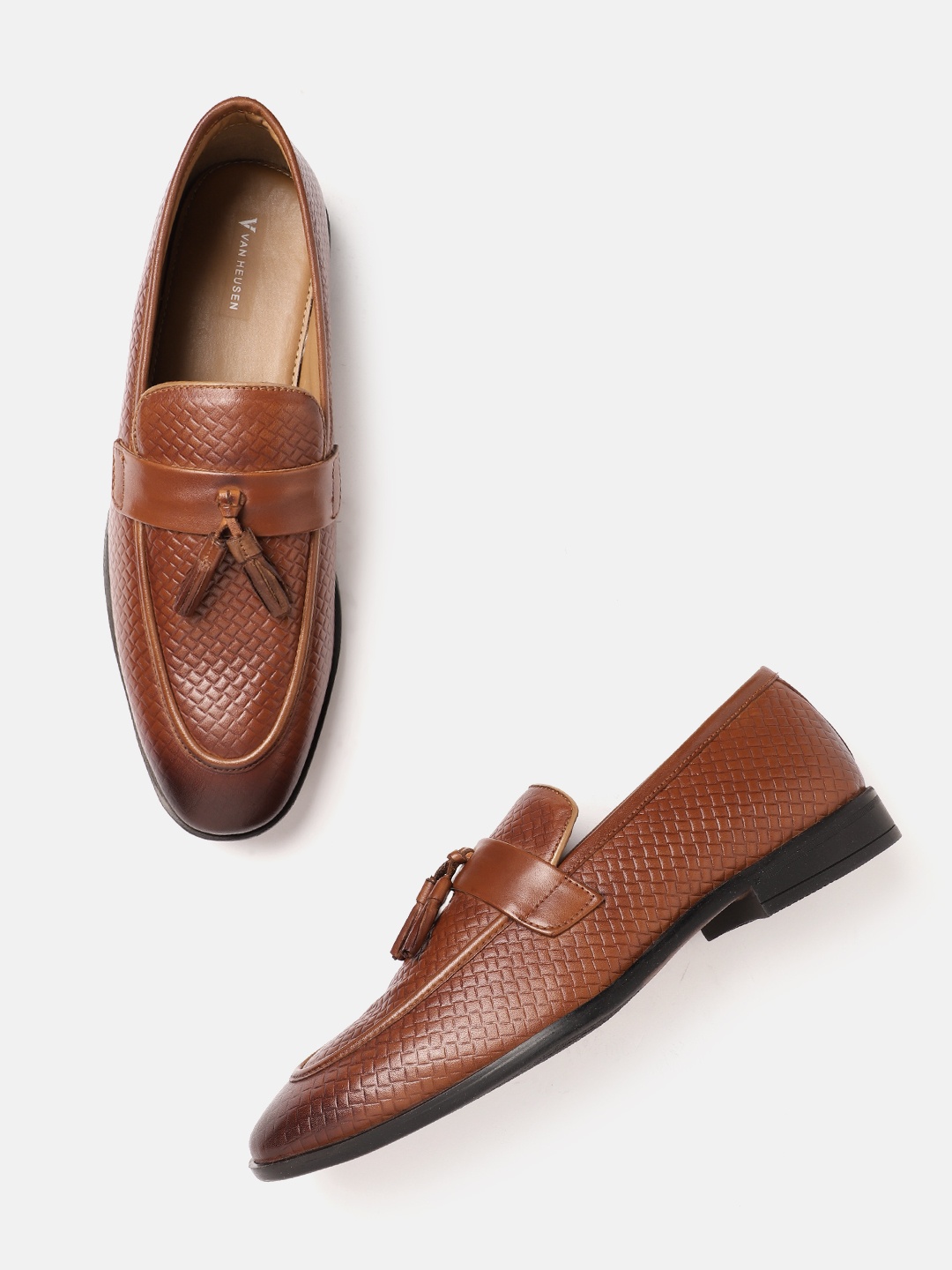 

Van Heusen Men Textured Slip-On Formal Shoes, Brown