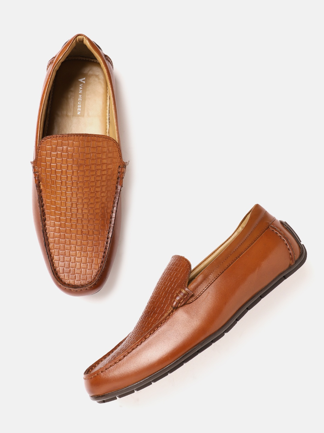 

Van Heusen Men Textured Slip-On Formal Shoes, Tan