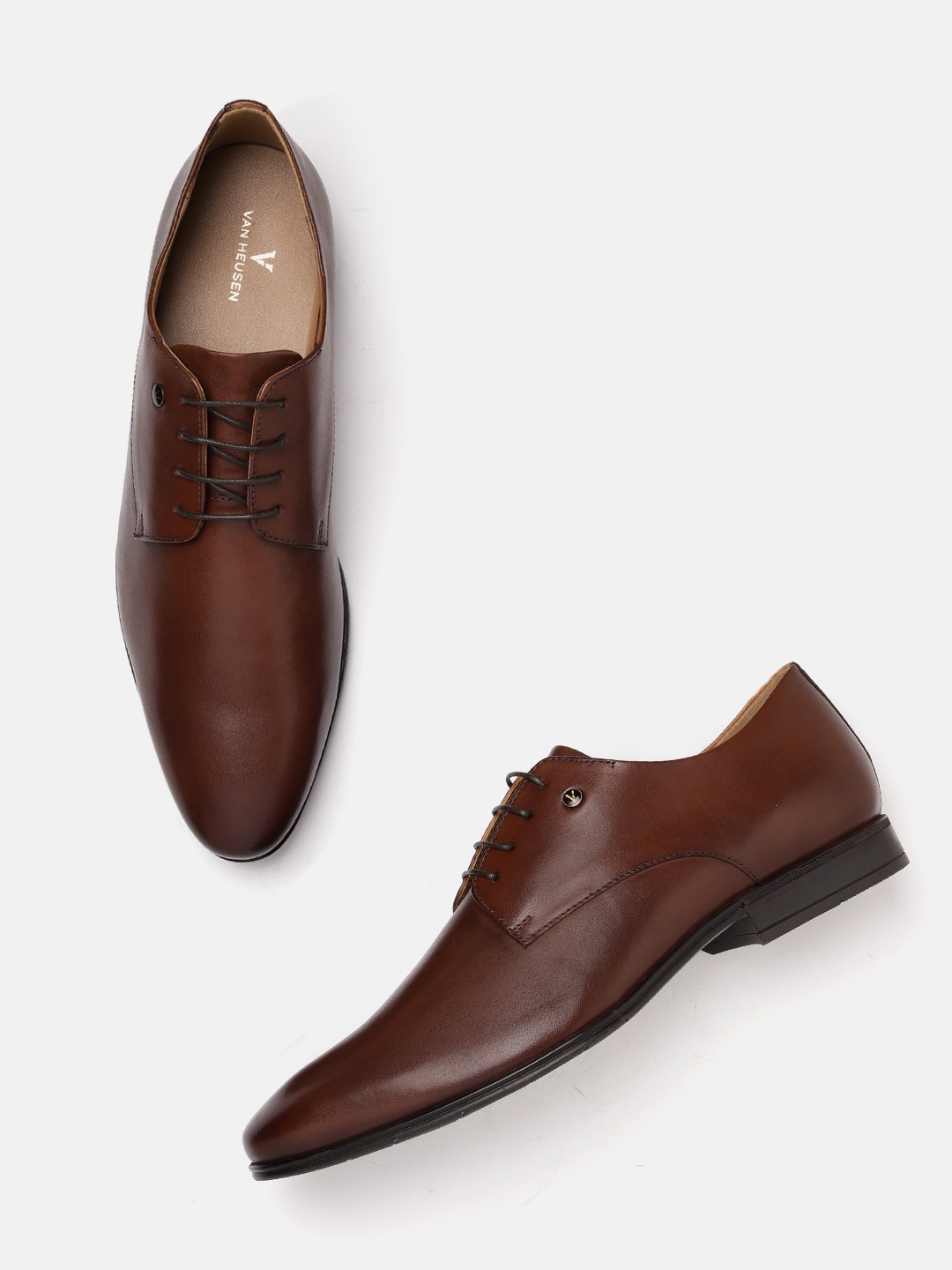 

Van Heusen Men Leather Solid Formal Derbys, Brown