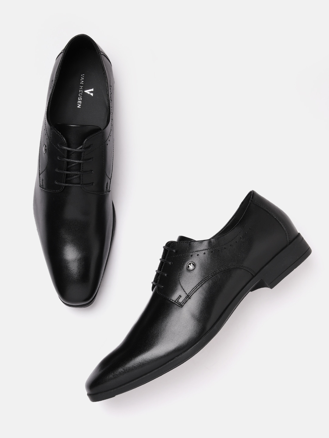 

Van Heusen Men Leather Solid Formal Derbys, Black