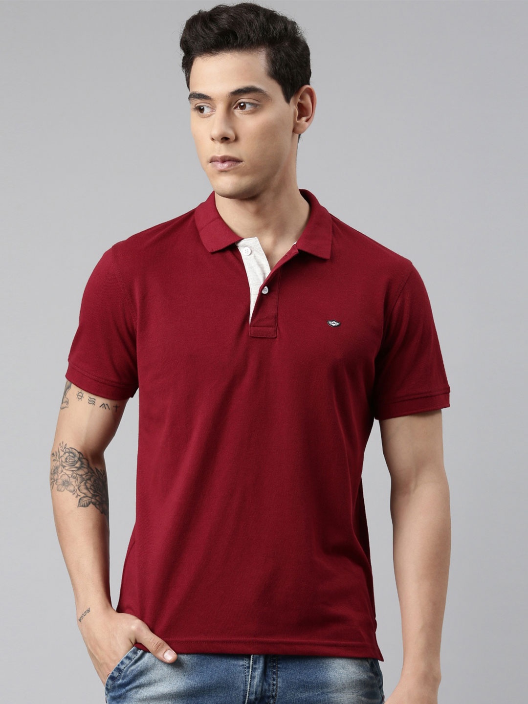 

Metronaut Polo Collar Pure Cotton T-shirt, Maroon