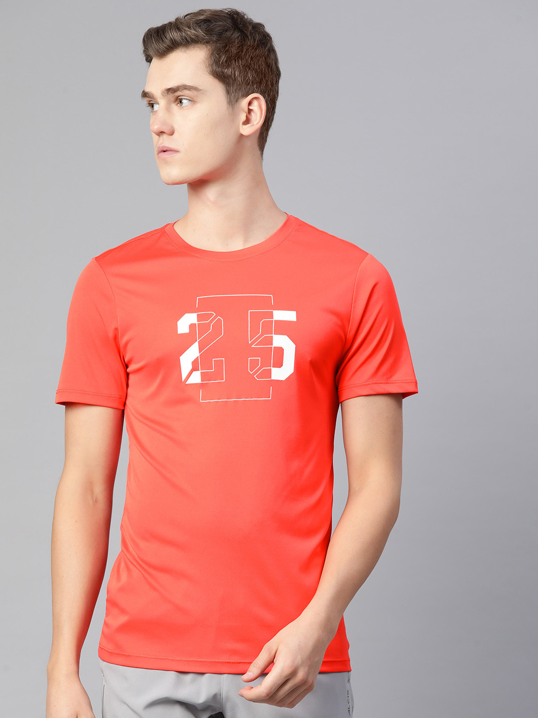 

Alcis Men Graphic Printed Dry Tech Slim Fit T-shirt, Orange