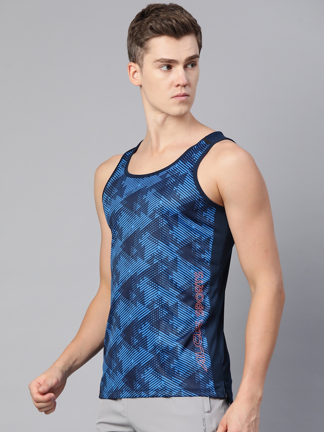 

Alcis Men Printed Dry Tech Slim Fit T-shirt, Blue