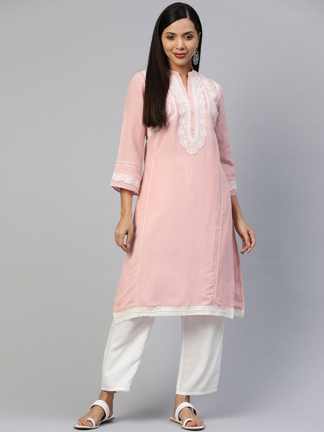 

Nayam By Lakshita Ethnic Motifs Embroidered Regular Kurta, Pink