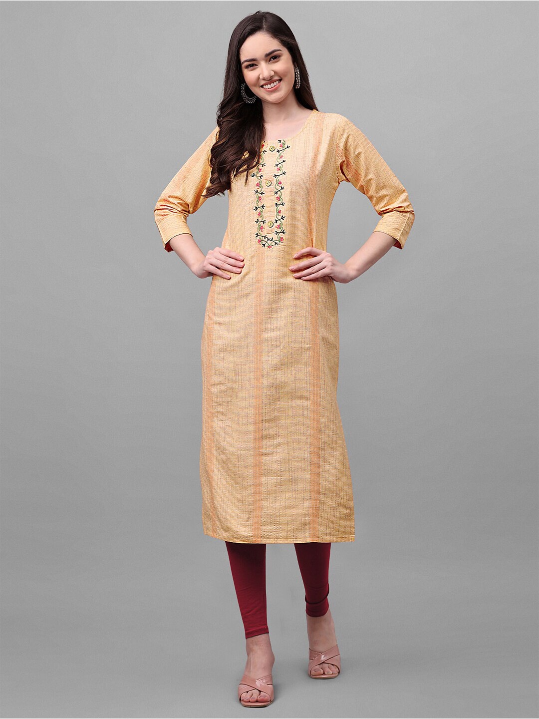 

HERE&NOW Women Yellow Thread Work Kurta
