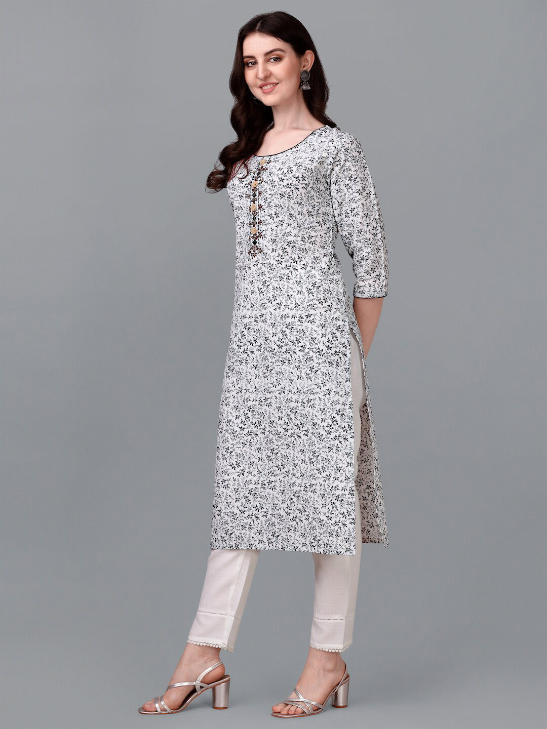 

HERE&NOW Women Floral Printed Kurta, White