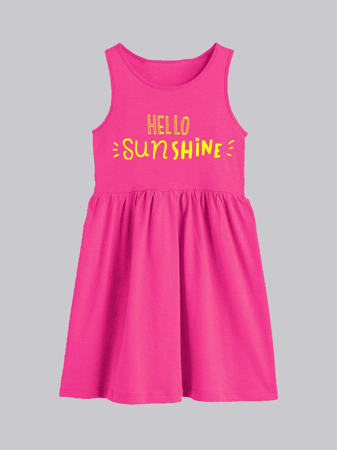 

A.T.U.N. Girls Typography Printed Cotton Fit & Flare Dress, Fuchsia