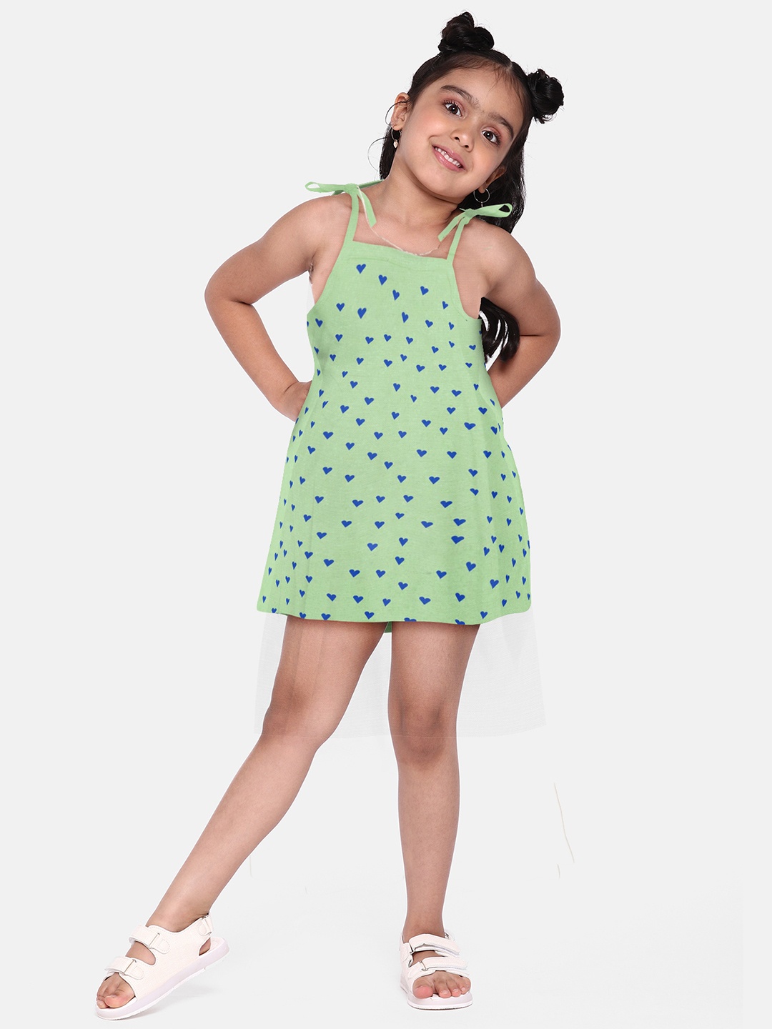 

A.T.U.N. Girls Polka Dot Print A-Line Dress, Green