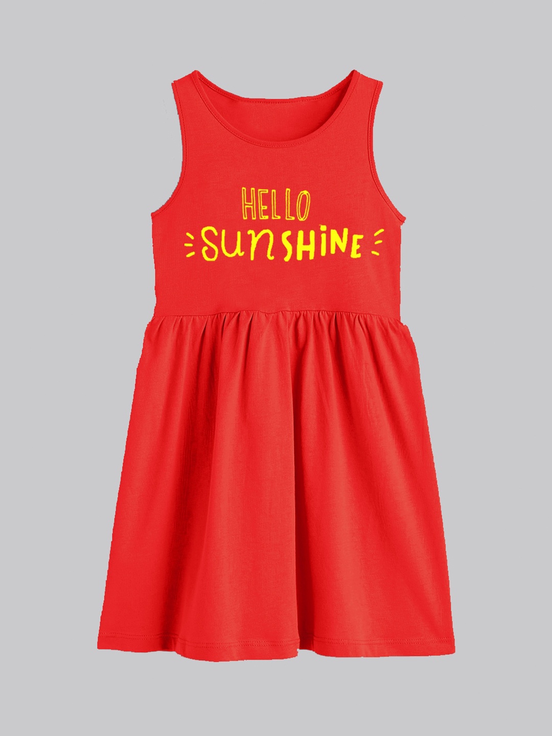 

A.T.U.N. Girls Typography Printed Cotton Fit & Flare Dress, Red