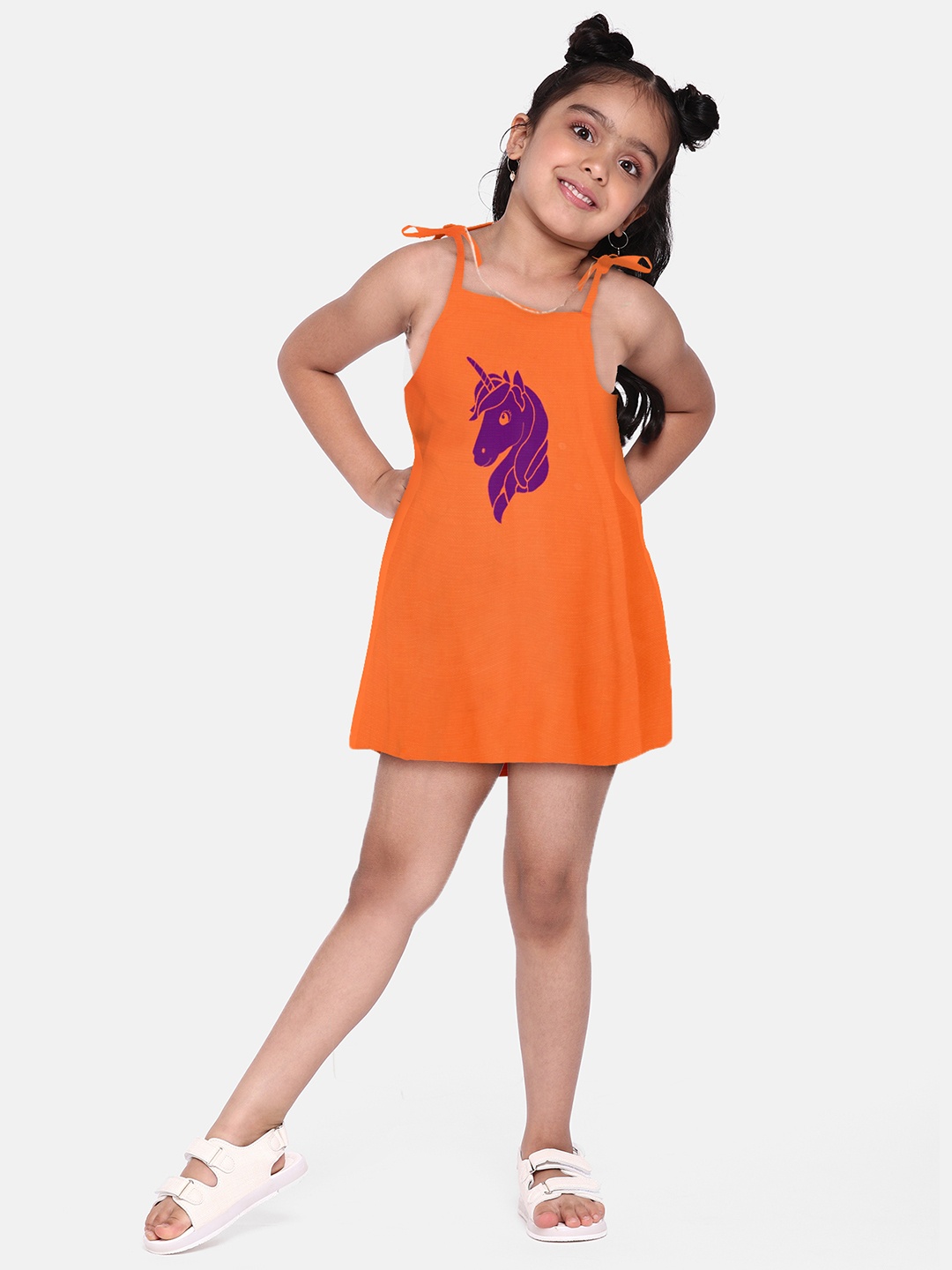 

A.T.U.N. Girls Print A-Line Dress, Orange