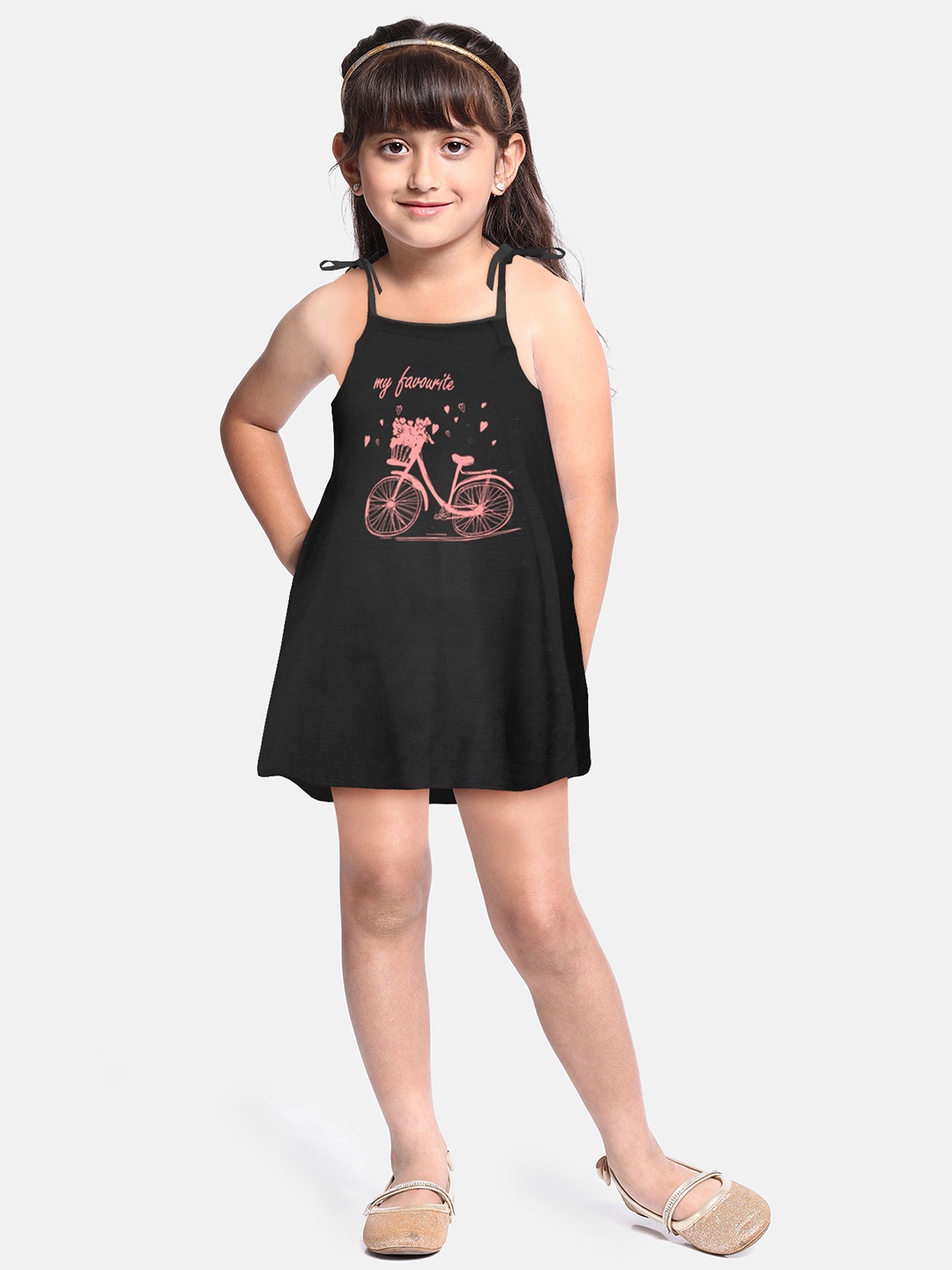 

A.T.U.N. Girls Graphic Printed A-Line Mini Dress, Black