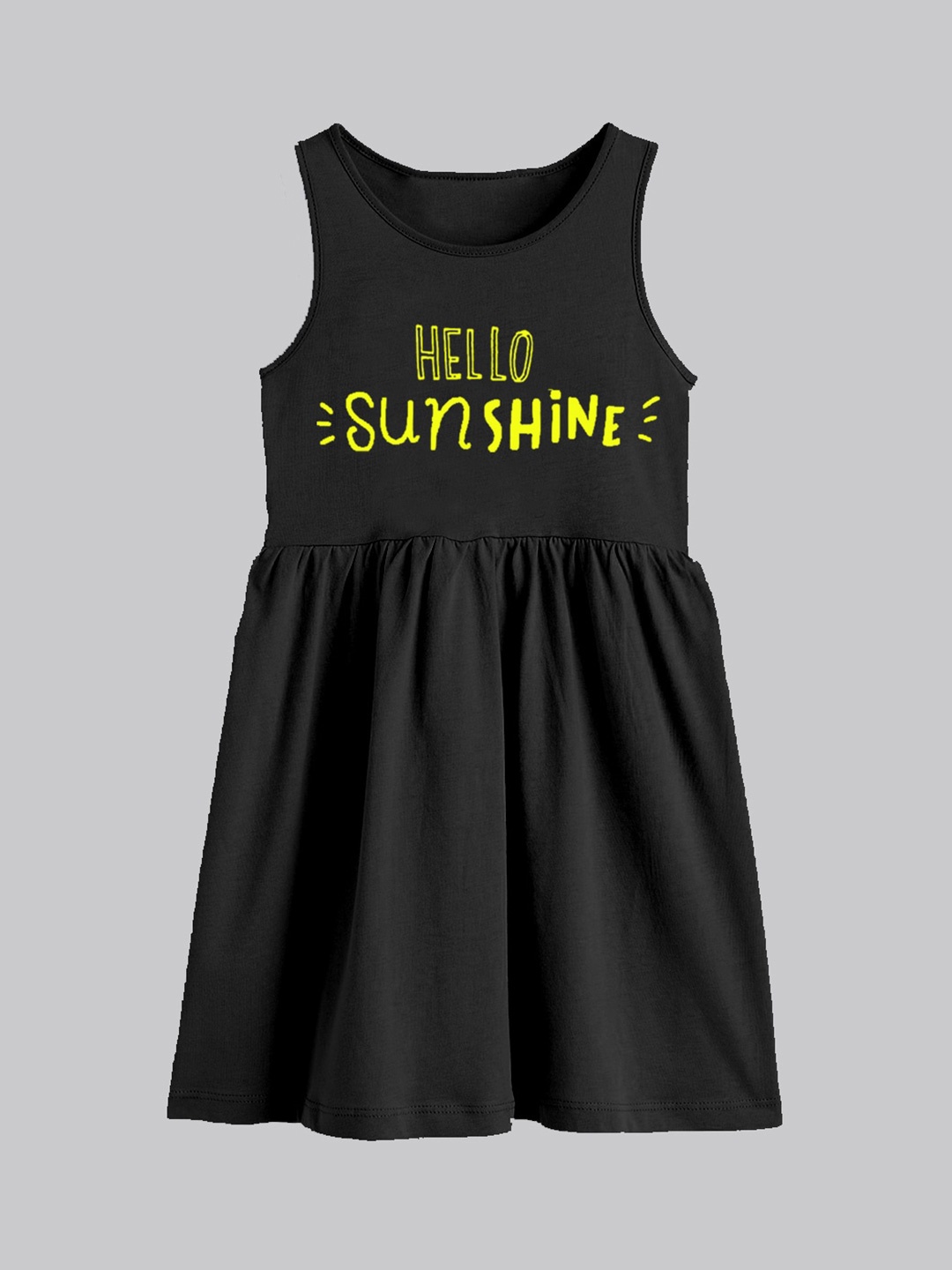 

A.T.U.N. Girls Typography Printed Cotton Fit & Flare Dress, Black