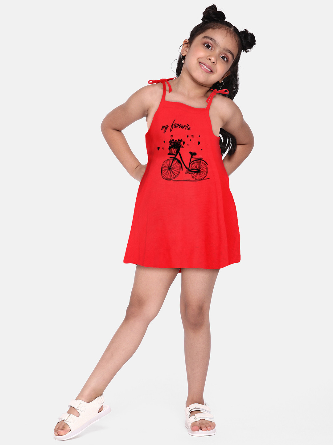 

A.T.U.N. Girls Graphic Printed A-Line Dress, Red