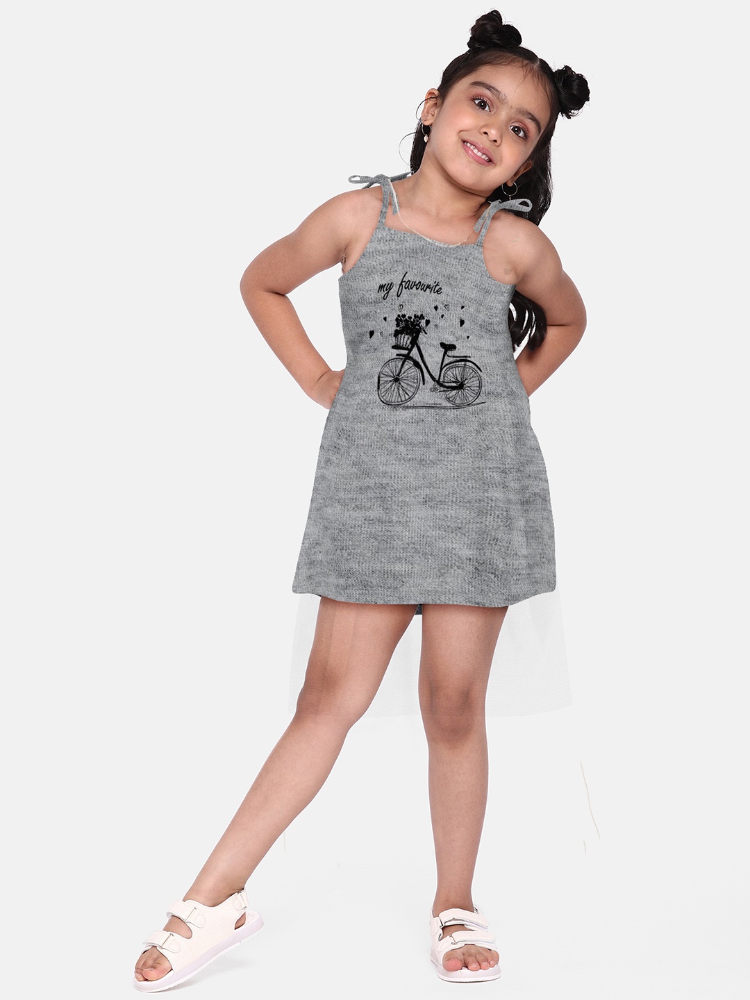 

A.T.U.N. Girls Graphic Print A-Line Dress, Grey