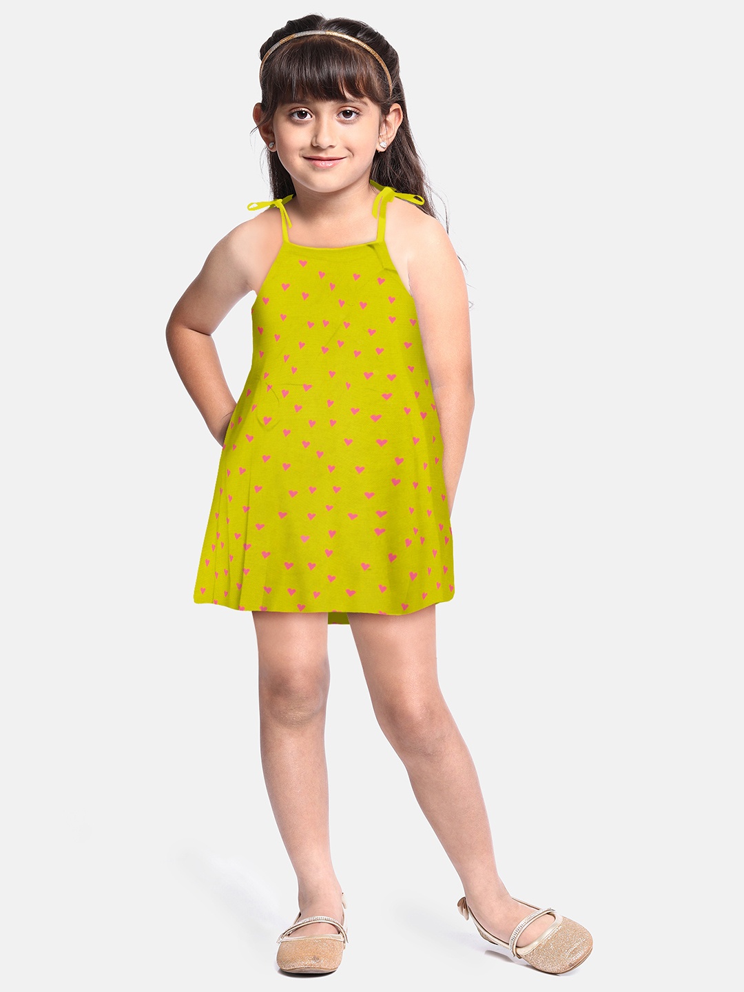 

A.T.U.N. Girls Polka Dot Print A-Line Dress, Yellow