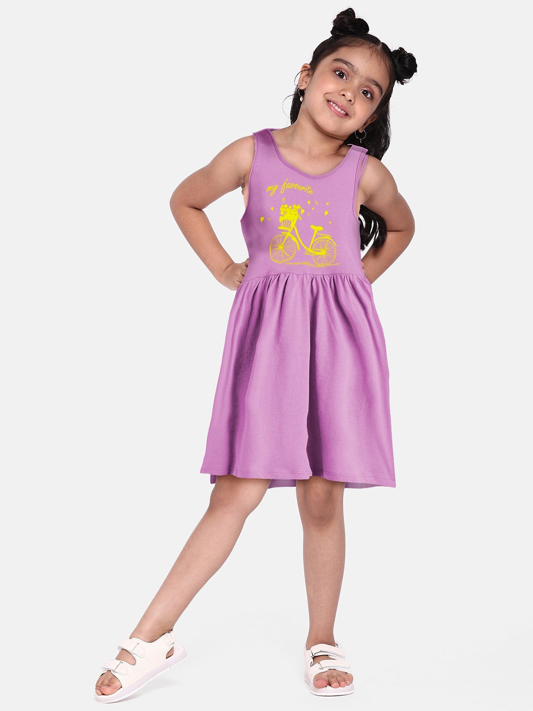 

A.T.U.N. Girls Graphic Printed Cotton Fit & Flare Dress, Lavender