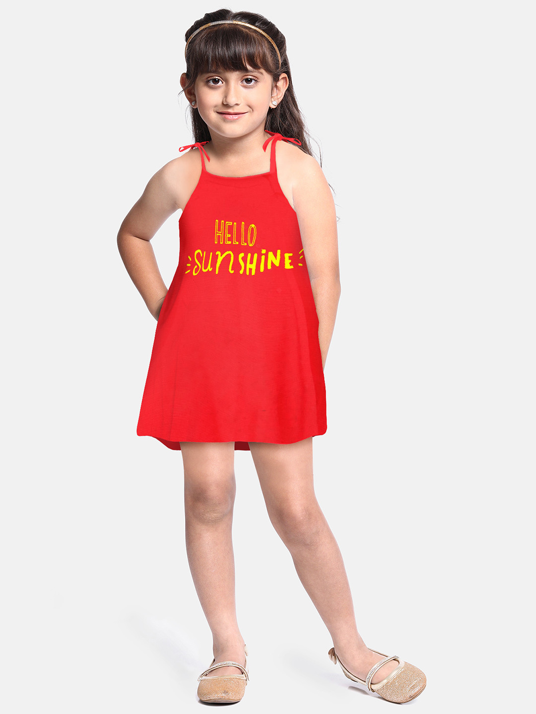 

A.T.U.N. Girls Typography Printed A-Line Dress, Red