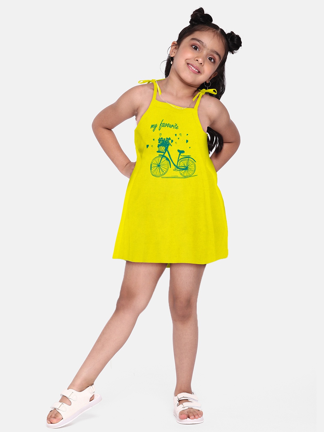 

A.T.U.N. Girls Graphic Printed A-Line Mini Dress, Yellow