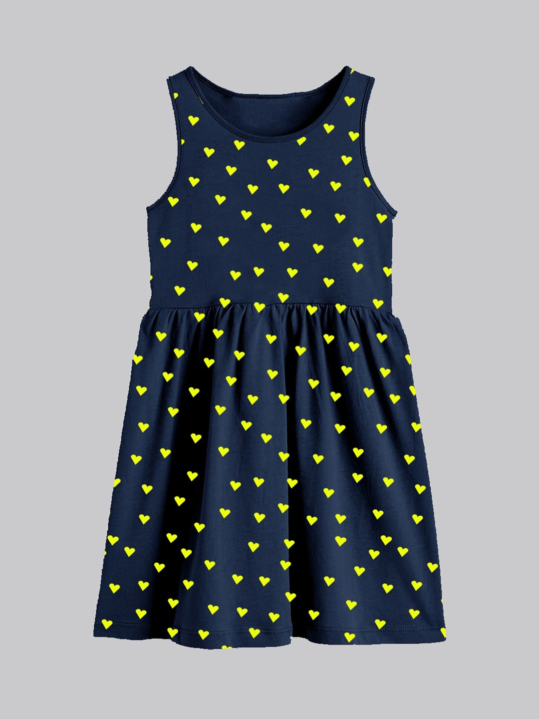 

A.T.U.N. Girls Conversational Printed Cotton Fit & Flare Dress, Navy blue
