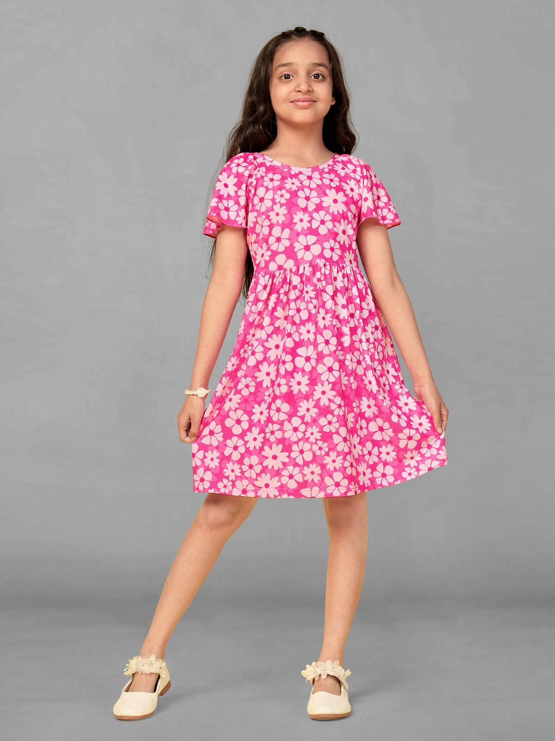 

FASHION DREAM Floral Print Fit & Flare Dress, Pink
