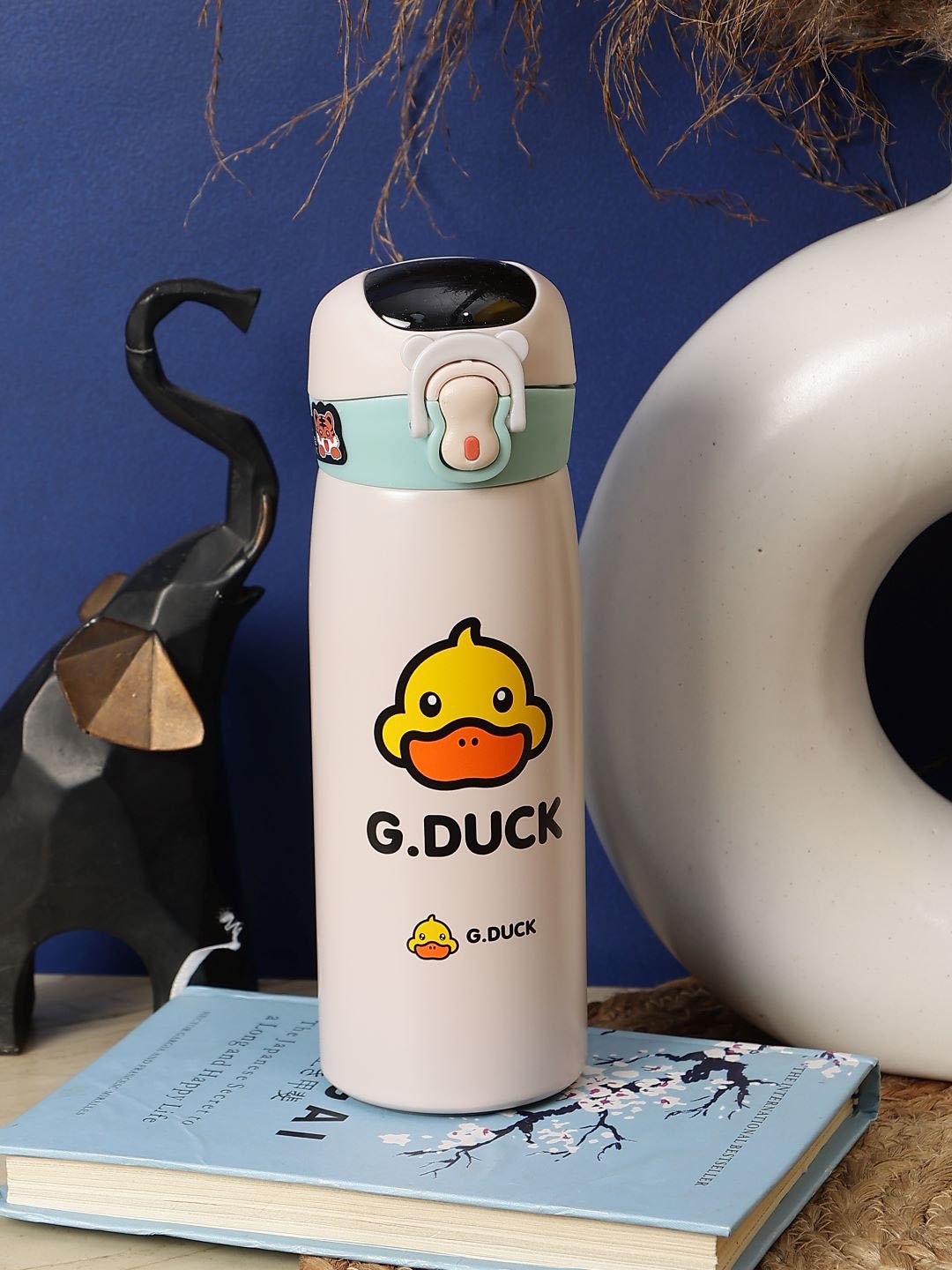

PASSION PETALS Kids Beige Printed Stainless Steel Sipper Water Bottle 450 ML
