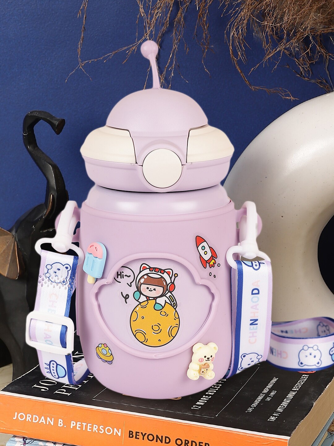 

PASSION PETALS Kids Purple Printed Stainless Steel Sipper Water Bottle 500 ML