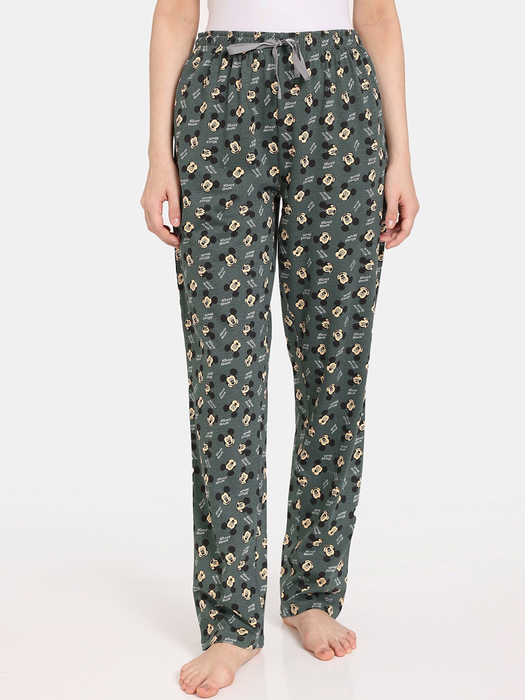 

Rosaline by Zivame Women Mickey Mouse Printed Lounge Pants, Grey