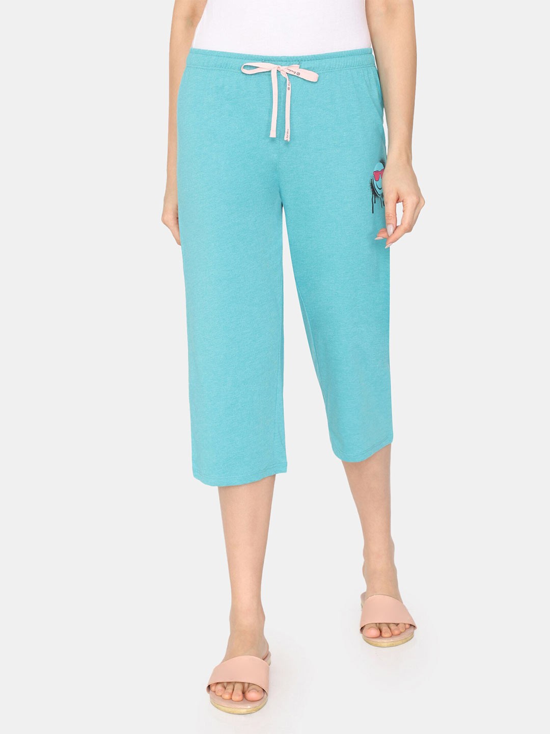 

Rosaline by Zivame Women Mid-Rise Polyester Capris, Blue