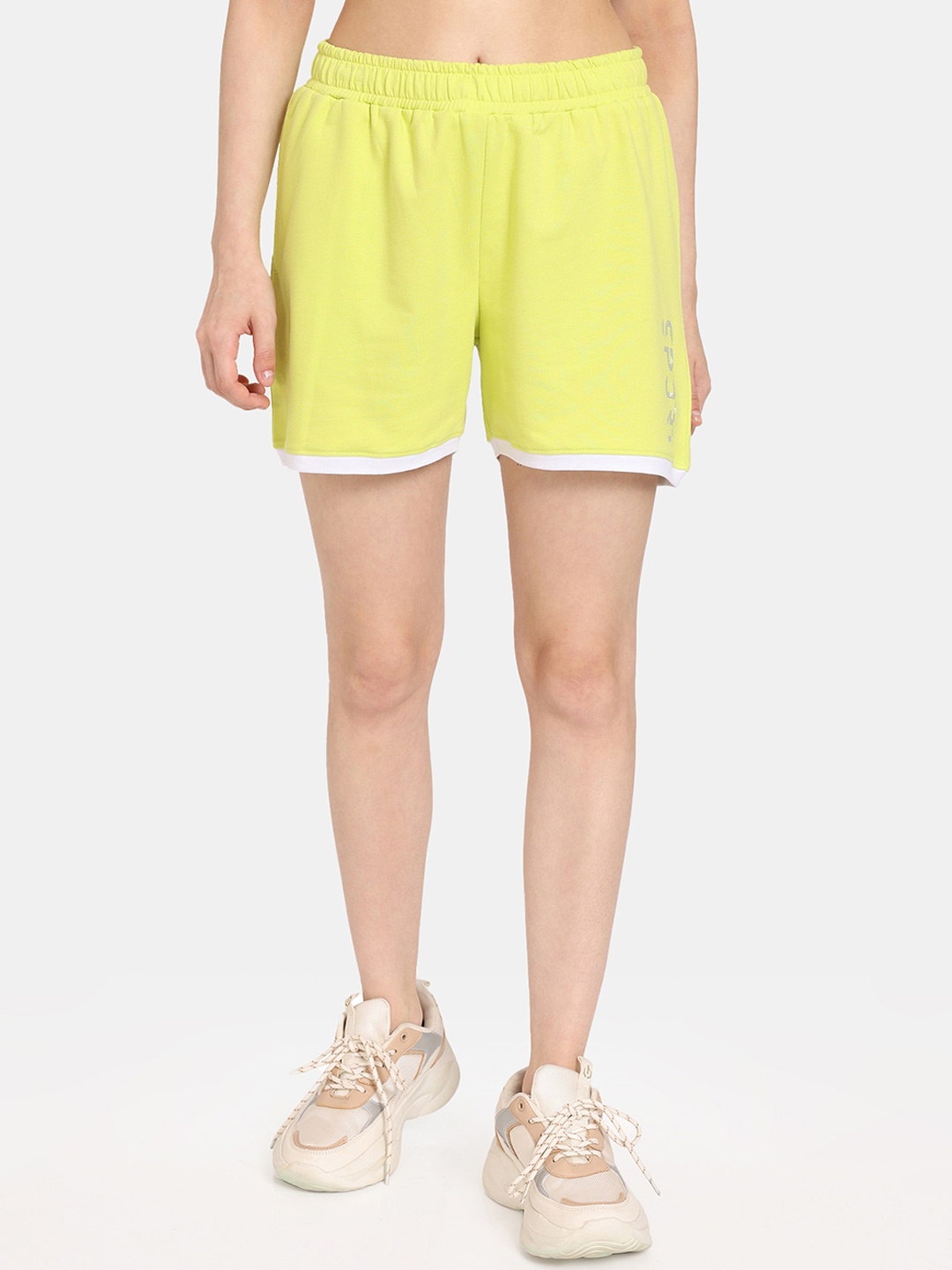 Rosaline by Zivame Women Mid Rise Drawstring Shorts, Yellow