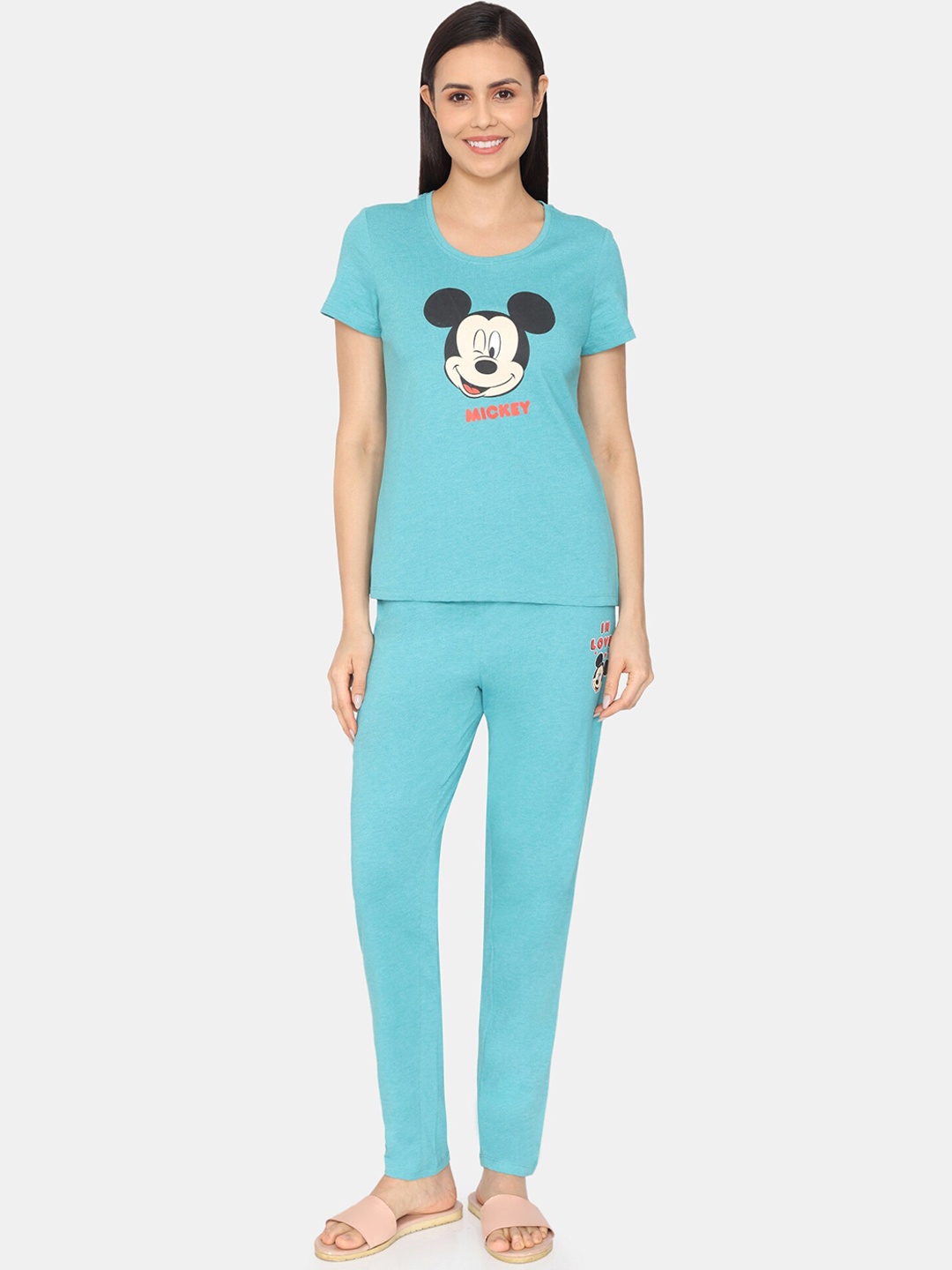 

Rosaline by Zivame Mickey Mouse Printed Night Suit, Blue