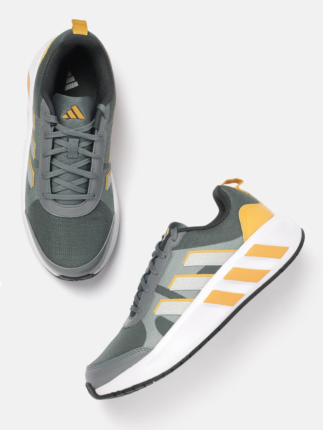 

ADIDAS Men Woven Design Osparna Running Shoes with Striped Detail, Grey