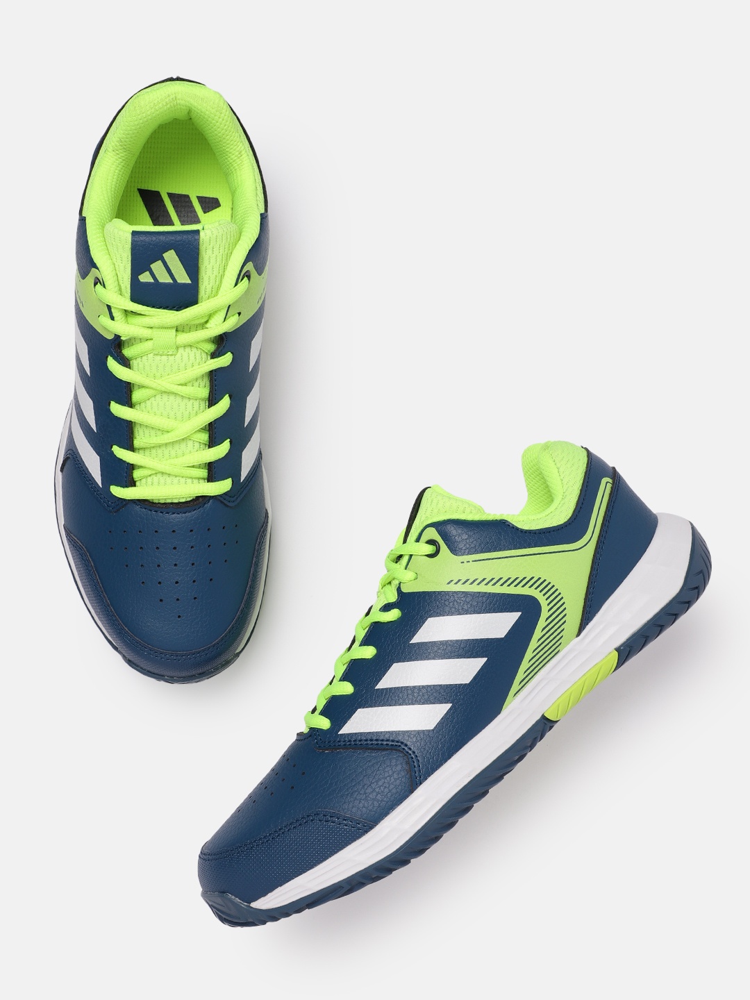 

ADIDAS Men Perforated & Striped Detail Oncort Tennis Shoes, Blue