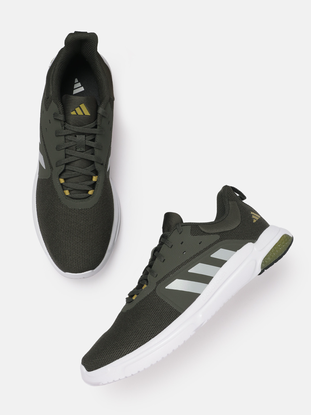 

ADIDAS Men Woven Design Zarorx Speed Running Shoes with Striped Detail, Olive