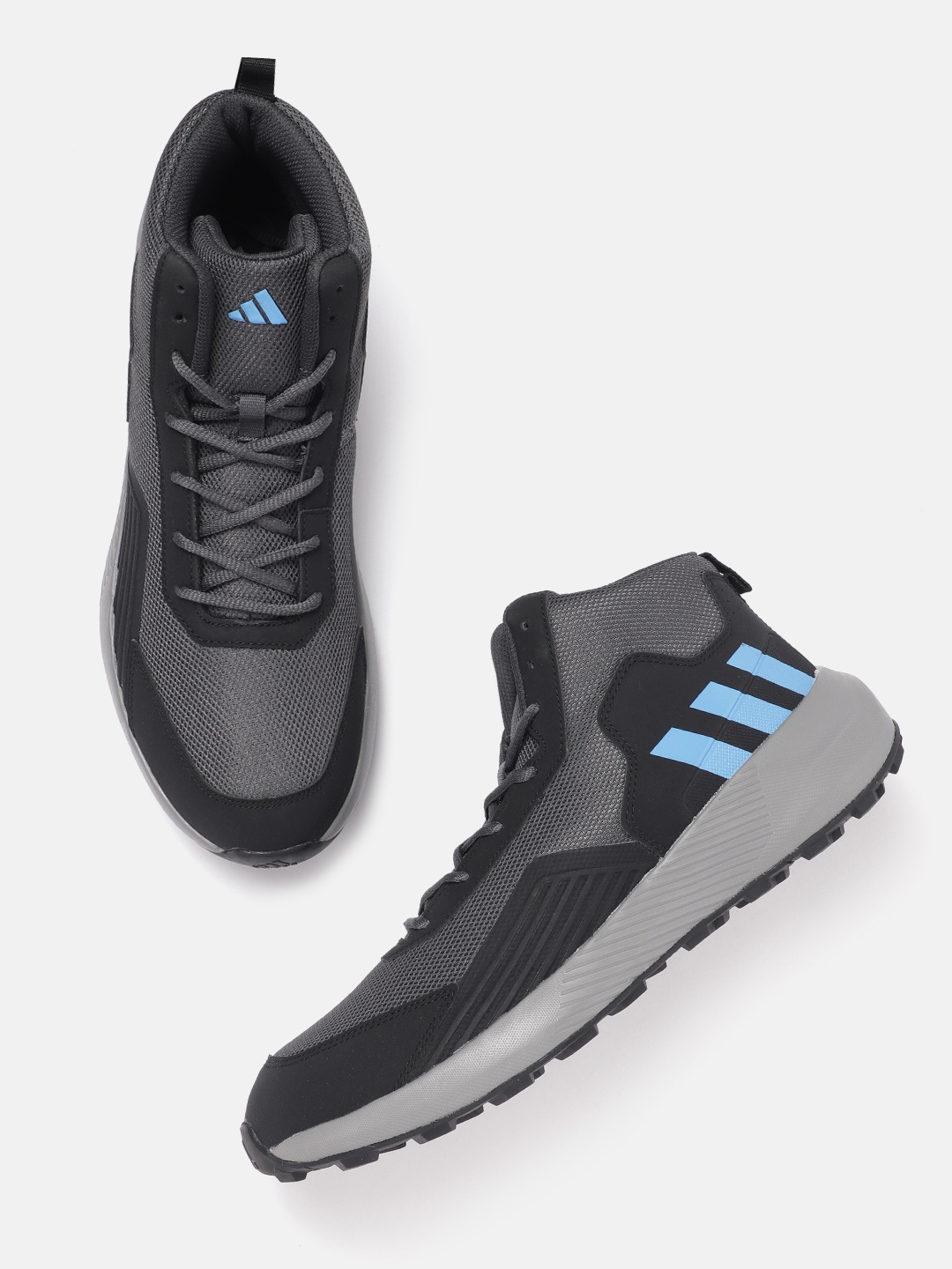 

ADIDAS Men Woven Design Mid-Top STROLFAAST Trekking Shoes with Striped Detail, Grey