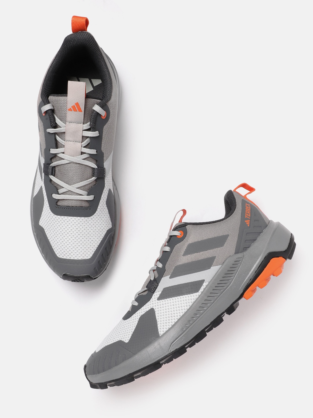 

ADIDAS Men Woven Design Adiaxis Trekking Shoes with Striped Detail, Grey