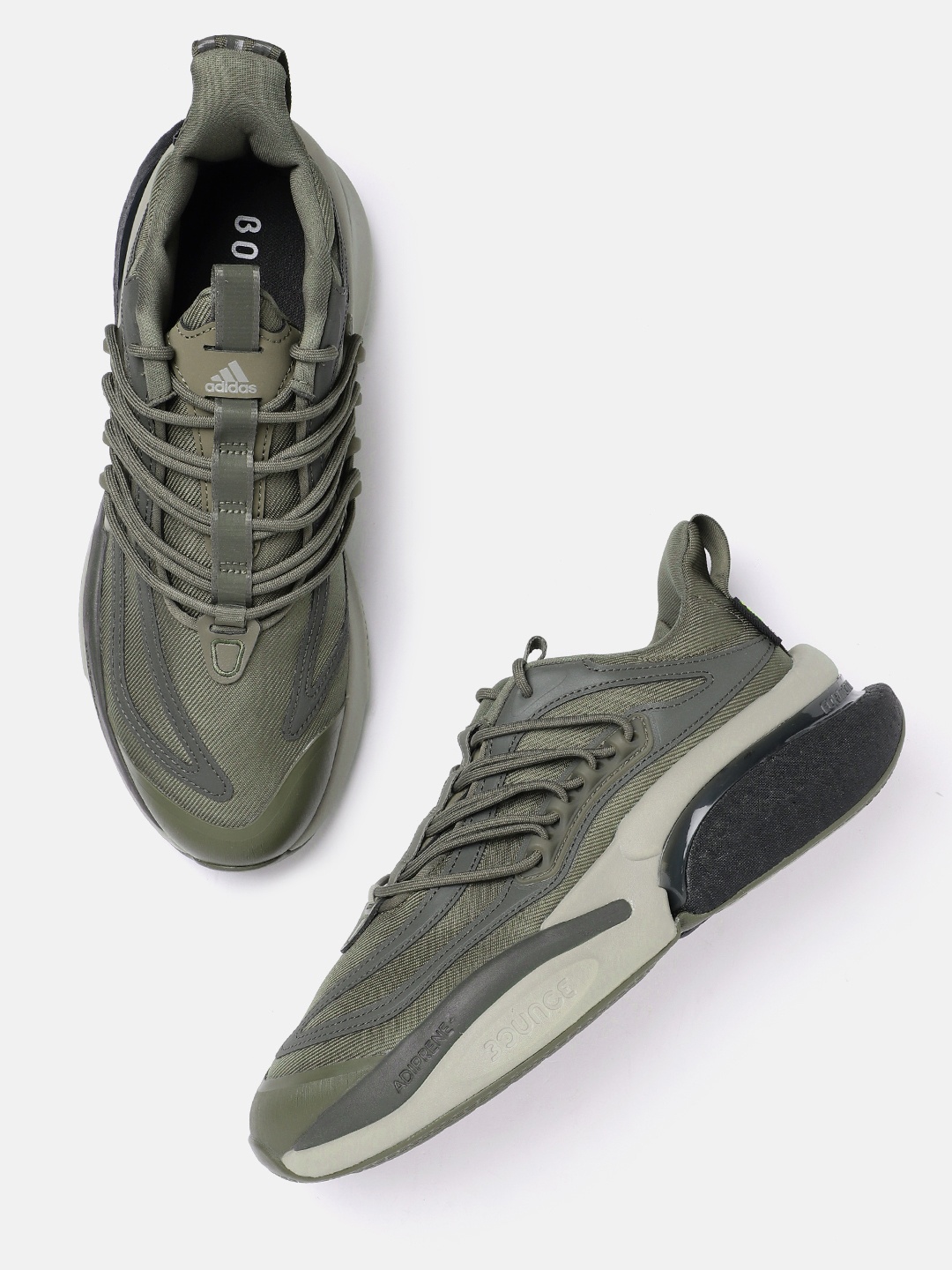 

ADIDAS Men Woven Design AlphaBoost V1 Running Shoes, Olive