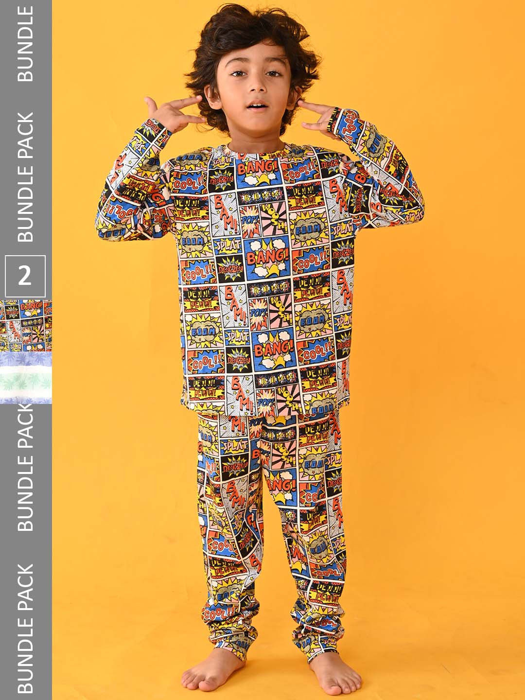 

Anthrilo Boys Pack Of 2 Abstract Printed Pure Cotton Night Suit, White