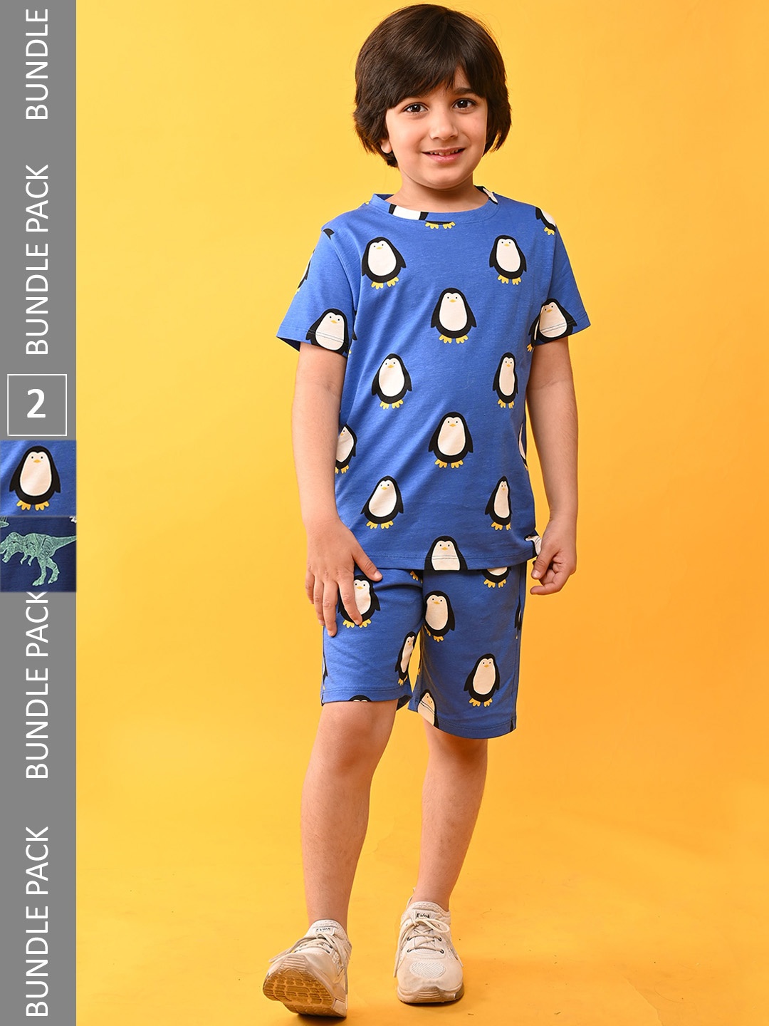 

Anthrilo Boys Pack Of 2 Conversational Printed Pure Cotton Night Suit, Navy blue
