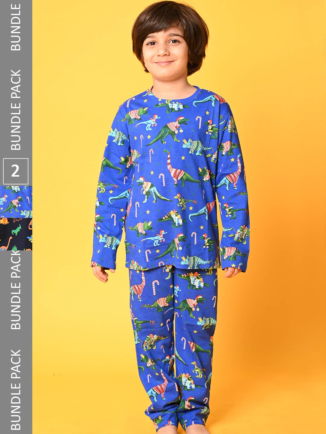 

Anthrilo Boys Pack Of 2 Conversational Printed Pure Cotton Night Suit, Blue