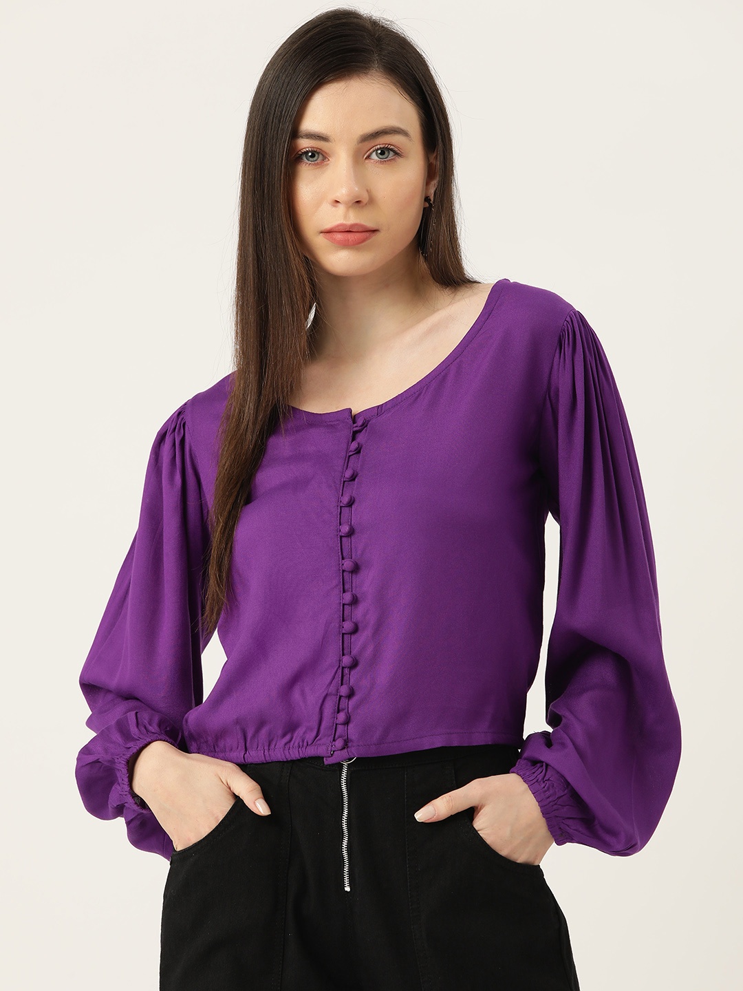 

Alsace Lorraine Paris Puff Sleeve Top, Purple