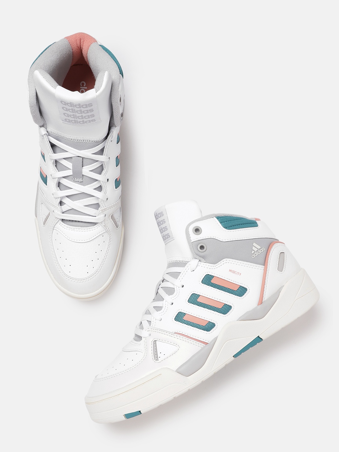 

ADIDAS Men Perforated MIDCITY MID Top Basketball Shoes, White